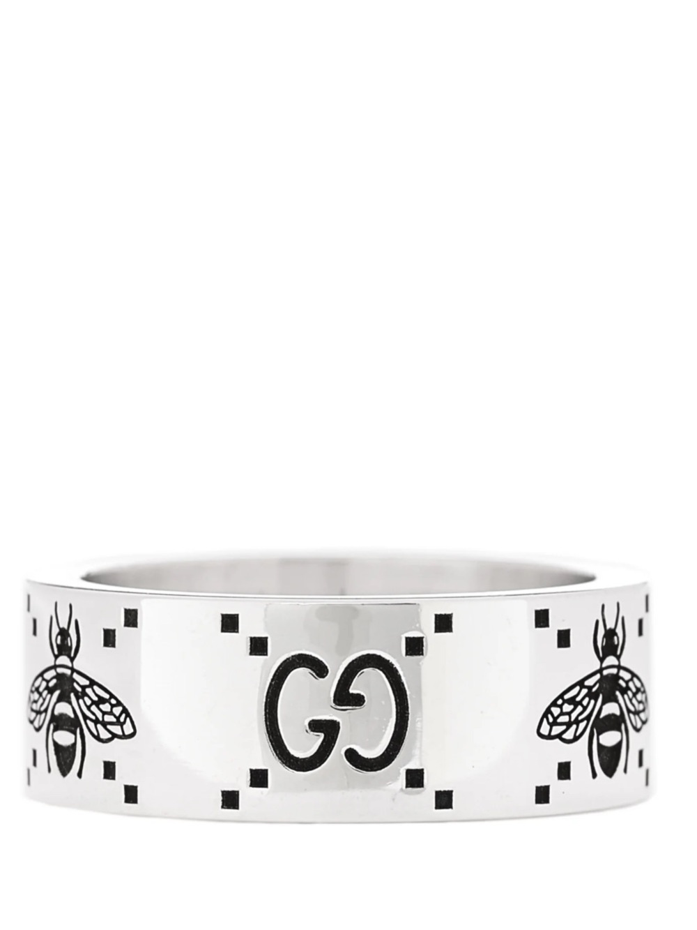 Gucci Sterling Silver GG Bee Band Ring